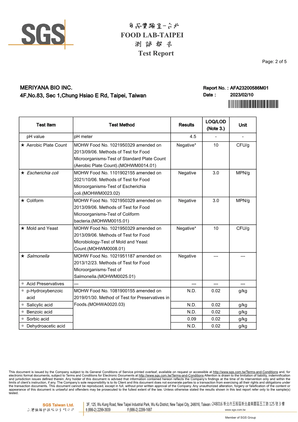 SGS รายงานสารโลหะหนักและสารกันบูด